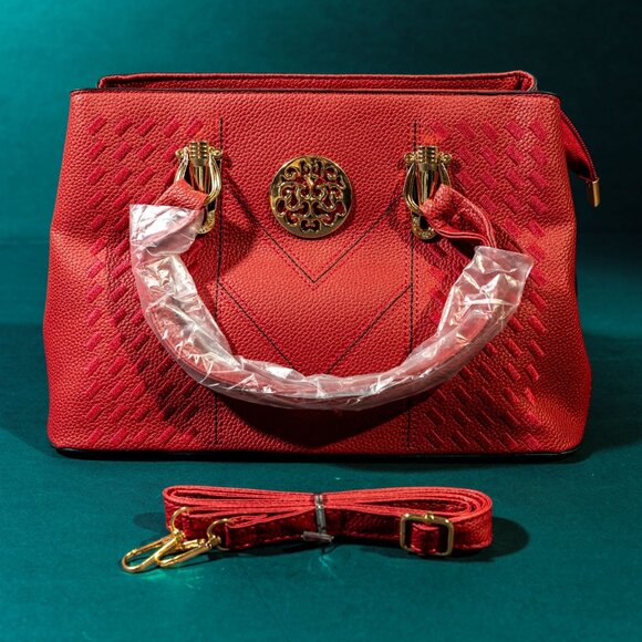 Verano Hill Florence Embroidered Bag Red Vegan Leather NWOT - Picture 2 of 6